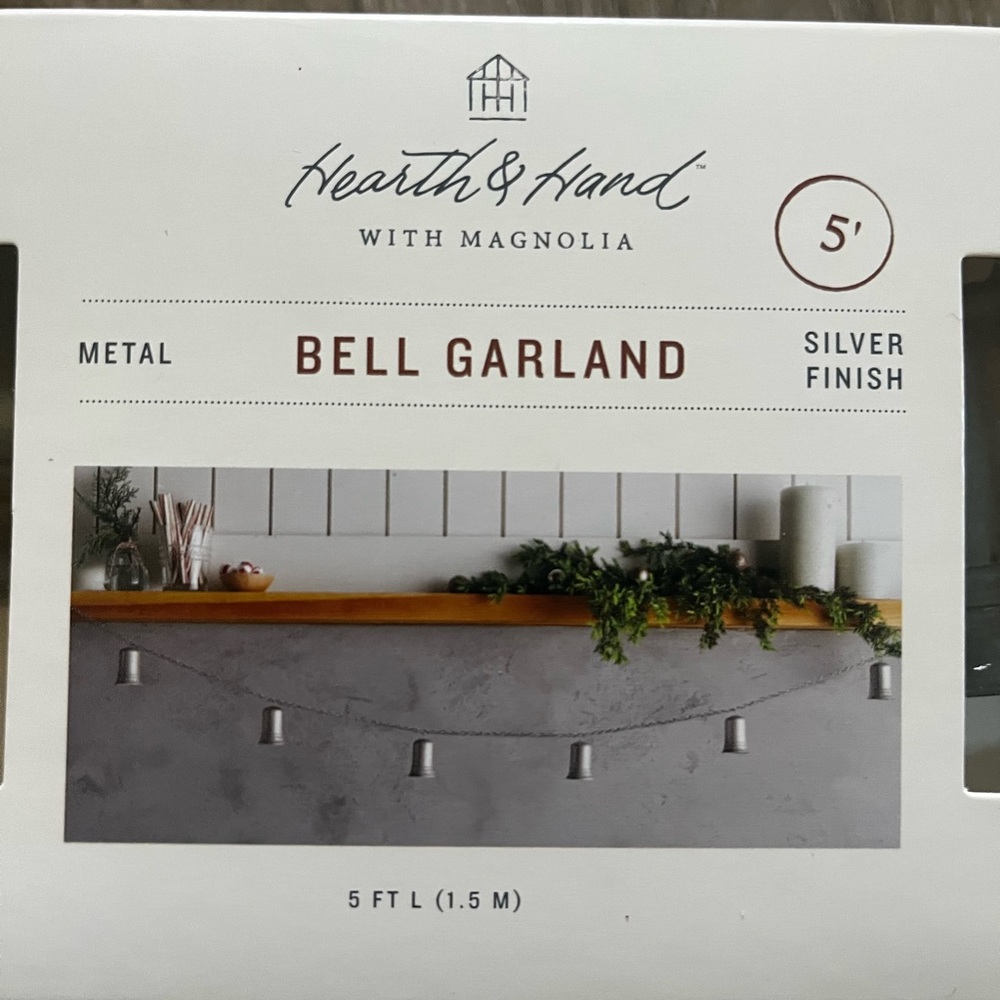 Hearth & Hand with Magnolia Bell Garland, NEVER OPENED IN BOX